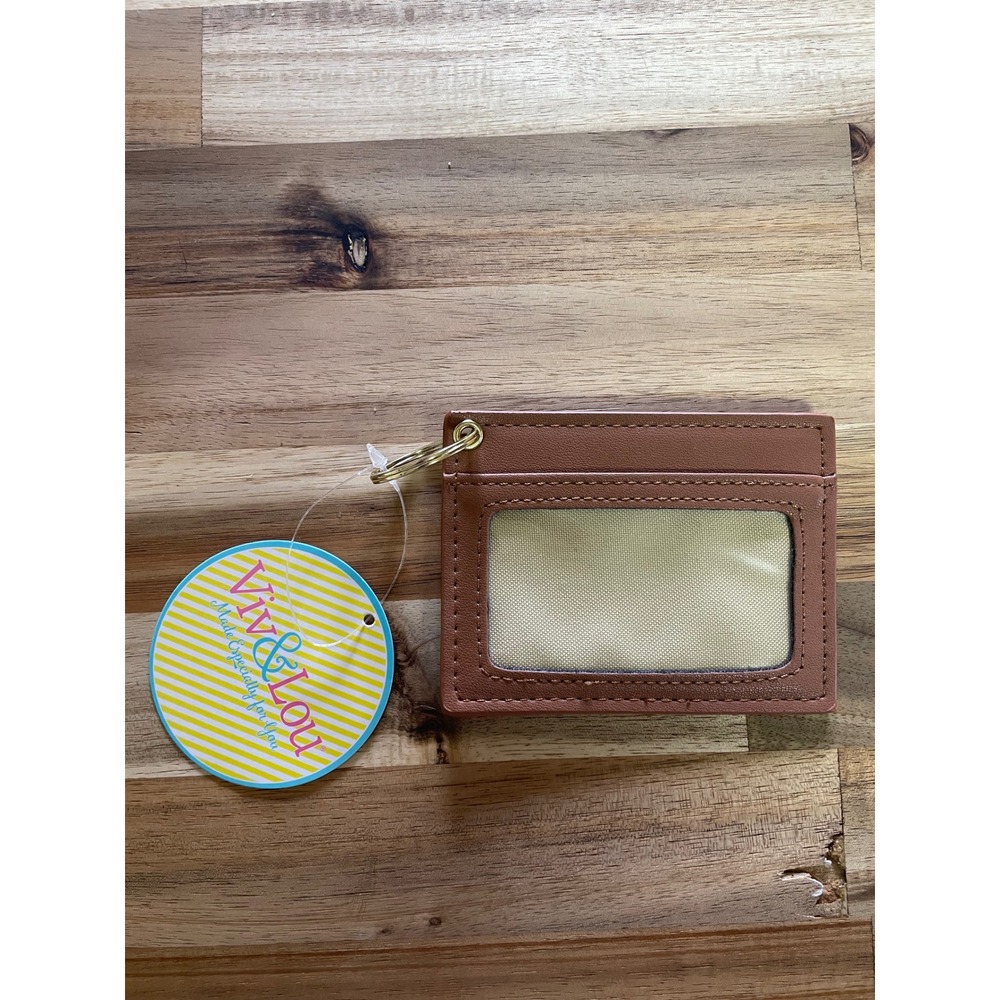 Viv & Lou Camel Faux Leather Card Holder Keychain ID Window MNA209VL-CAMEL